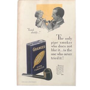 Vintage 1932 Granger Rough Cut Pipe Tobacco Look Daddy Ad Advertisement